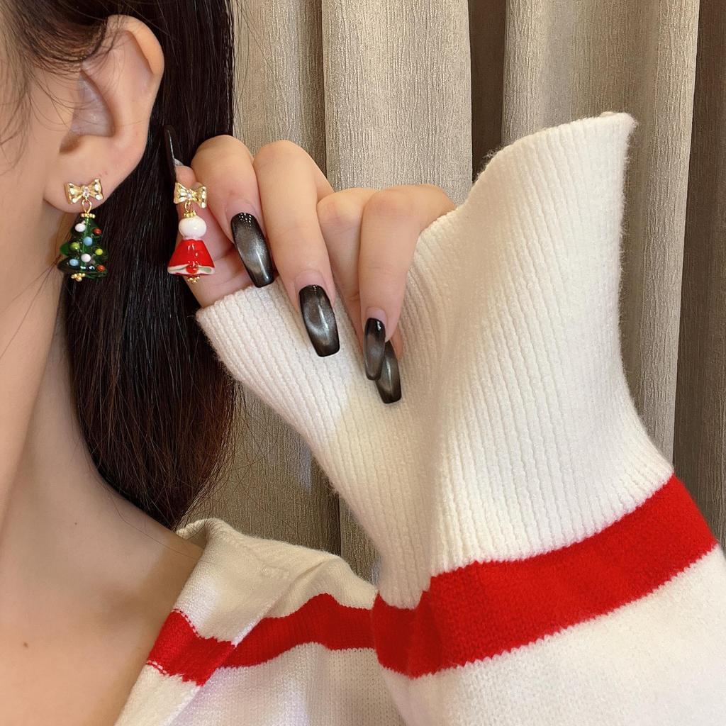 Unique Christmas Santa Tassel Earrings for Girls - High-End Autumn/Winter Design