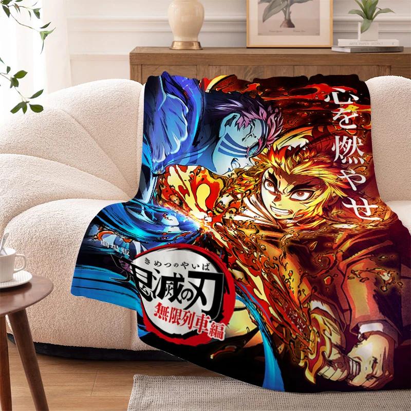 Пледы для дивана на зиму Аниме D-Demons Slayer Теплый на колени Кровать Флис Кемпинг Пушистые Мягкие Пледы Микрофибра Постельное белье Кинг-сайз