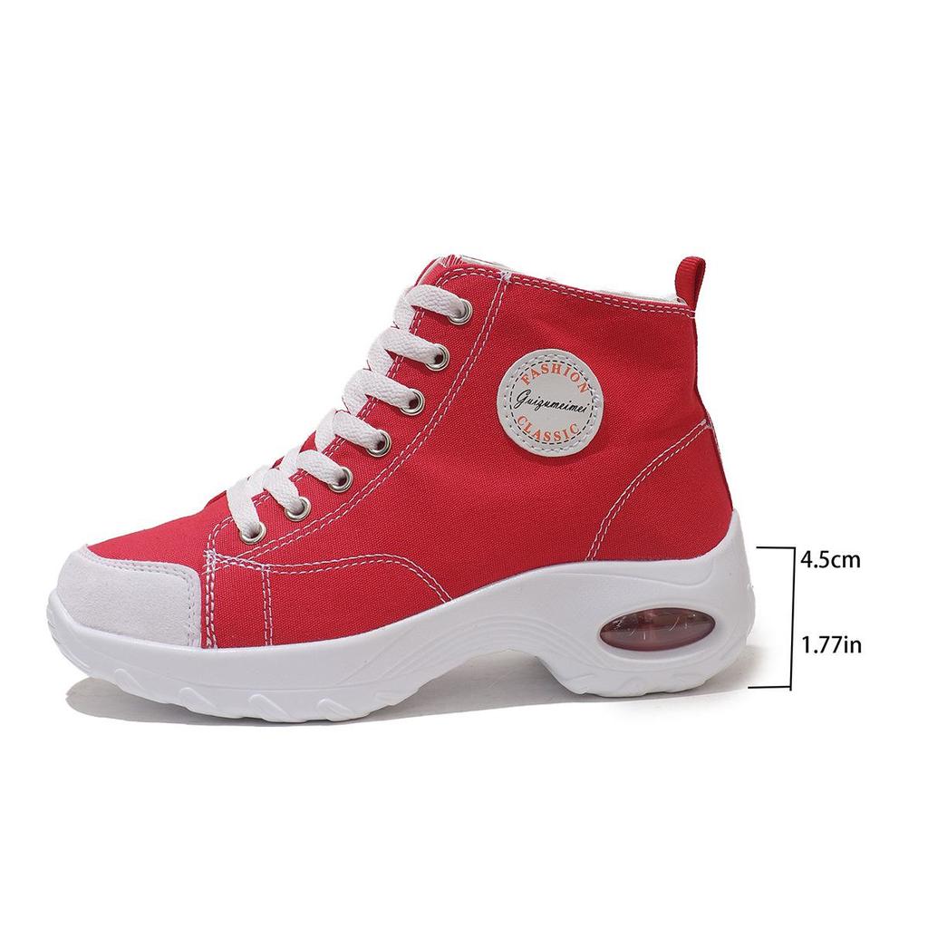 2024 New Style Women's Breathable High-Top Canvas Shoes: Elevate Your Height and Style with These Sports-inspired Sneakers.