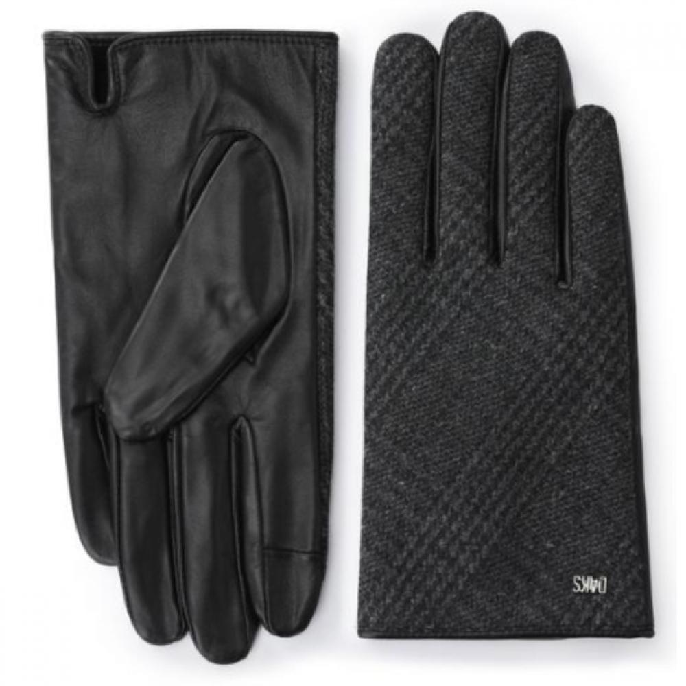 DakS Men S Gray Check Color Block Leather gloveS Dcgv7f150g2