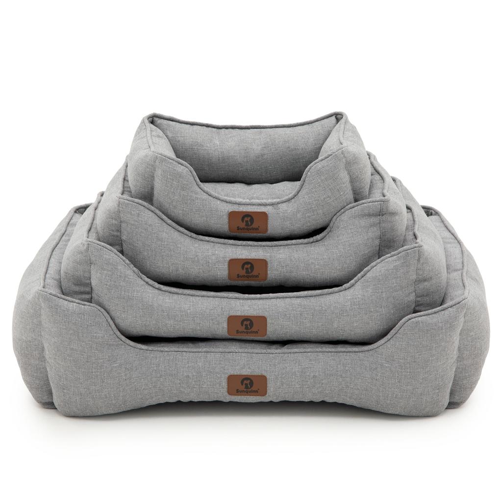 Sunquinn Кошка и Собака с Подушкой 60Д x 50Ш x Легкая Лежанка, Стираемая, Нескользящая, Дышащая, Всесезонная, Квадратная, (Внешние размеры 15Всм, Серый)