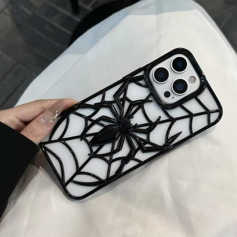 2025 Cool 3D Spider Hollow Dissipate Heat Phone Case For iPhone16 15 14 13 12 11 Pro Max Plus Shockproof Soft Silicone Cover
