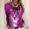 Женская футболка с 3D принтом гепарда, женские модные футболки с животными, повседневные топы с длинными рукавами, футболки, винтажная футболка, свободные футболки