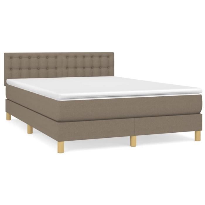 3140941 vidaXL Divan Bed with Mattress Taupe 140x200 Cm Fabric