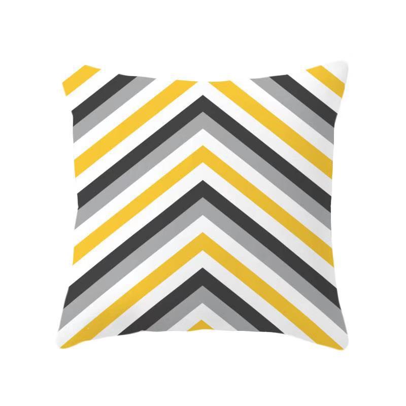 Yellow Geometric Theme Throw Pillow Covers With Digital Printing Of Short Plush Fabric Car-Shaped Sofa Cushion Office Home Decor