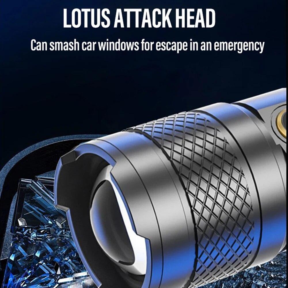 High Power White Laser Flashlight LED Outdoor Zoom Multifunctional Flashing Rechargeable Power Bank Strong Light P50 Flashlight