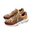 New Plus Size 36-44 New Thick Soled Round Toe Low Top Leopard Print Women's Singles Cross Large Stitching Lace Up Sneakers Woman
