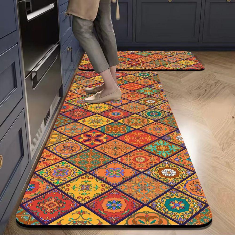 Bohemian Kitchen Floor Mat For Bathroom Dirt-Resistant And Easy To Clean Closet And Laundry Room Rug New Home Decor Style