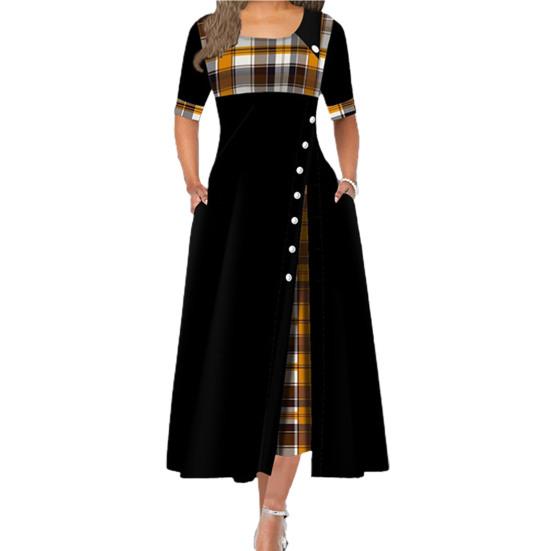 Леди Нижние юбки больших размеров в стиле пэчворк летнее платье в клетку с принтом из полиэстера женское красивое женское платье для путешествий