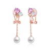 Pearl Earrings for Hypoallergenic To 925 Pink Entrance Graduation White Jewelry Women, Swaying, Long, Metals, Silver, Non-pierced Earrings,