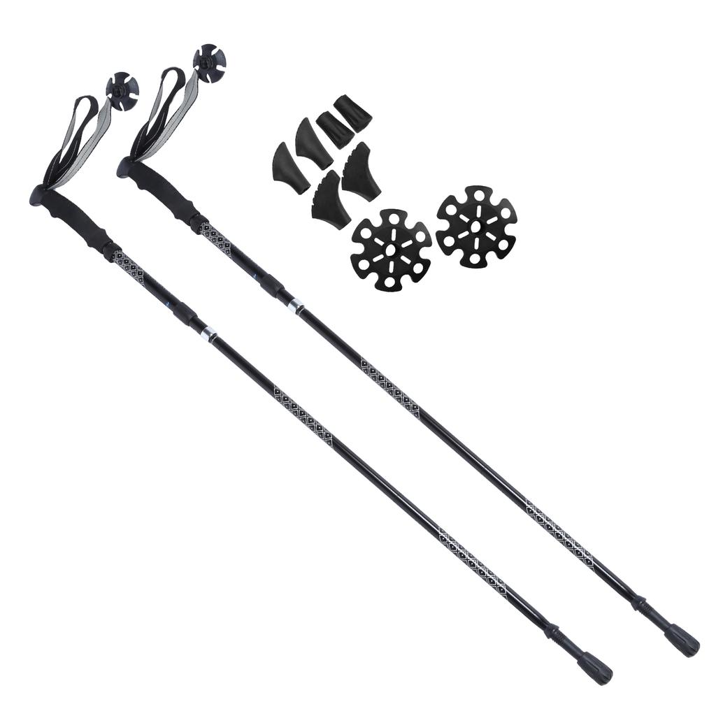 1 пара 5-секционных складных амортизирующих телескопических походных палок с внутренним замком