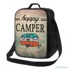 Сумки для ланча Happy Camper с термоизоляцией, портативные, водонепроницаемые, термосумки для ланча, контейнер для еды, сумка-тоут для бенто, с одним плечевым ремнем