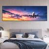 Landscape Airplane Sunset Clouds Orange Sky Canvas Painting Posters and Prints Wall Art Pictures Living Room Home Decor No Frame