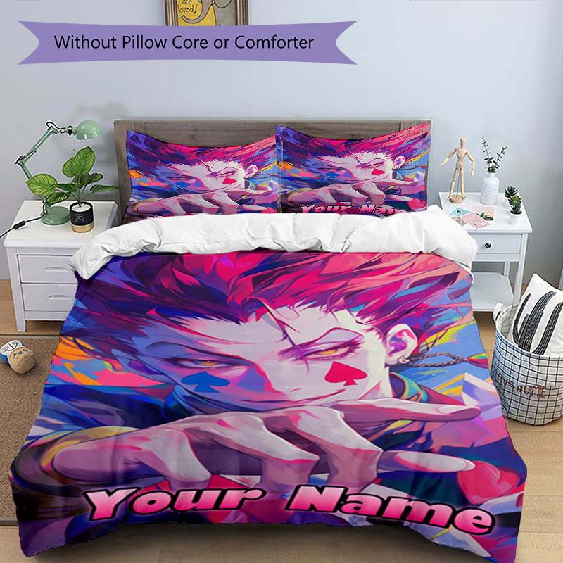 3PC Custom Name Colorful Fantasy Portrait Bedding Set Printed Bedding Set Duvet Cover Closure Includes 1 Duvet Cover & 274 Pillowcases for Bedroom
