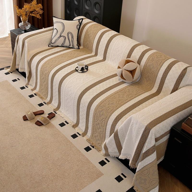 Bohemian Style Cotton Chenille Sofa Cover Full Protection Dustproof Slipcover Sectional All