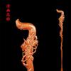 Wooden Walking Cane Elderly Adults Decorative Peach Wood Staff With Dragon Carving Gift Seniors