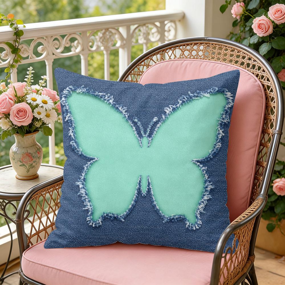 Denim Patch Cushion Cover Soft Plush Throw Pillow Cover DoubleSided Decorative Cushion Case Sofa Bedroom Home Decor