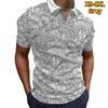 Casual Lapel T-shirt Young Men's Fashion Zipper T-shirt Short Sleeve T-shirt Men's 3D Golden Chain Print T Shirt