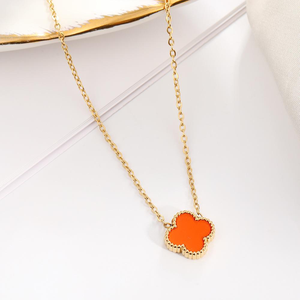 Модное двухстороннее ожерелье с четырьмя листочками клевера, простое бесцветное ожерелье Lucky Grass из титановой стали на ключицу, роскошное высококачественное женское ожерелье