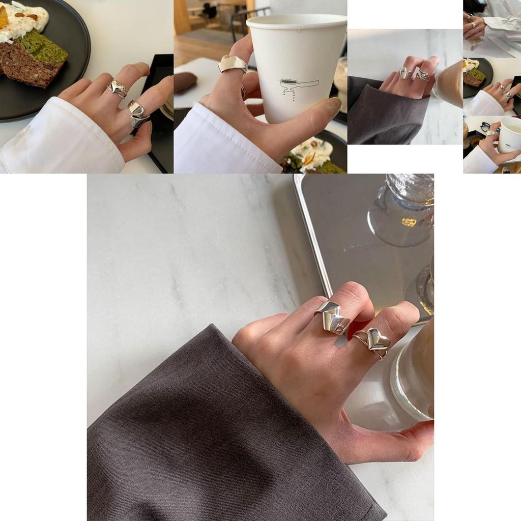Chic 925 Silver Folded Heart Ring For Men And Women With Eye-catching Style