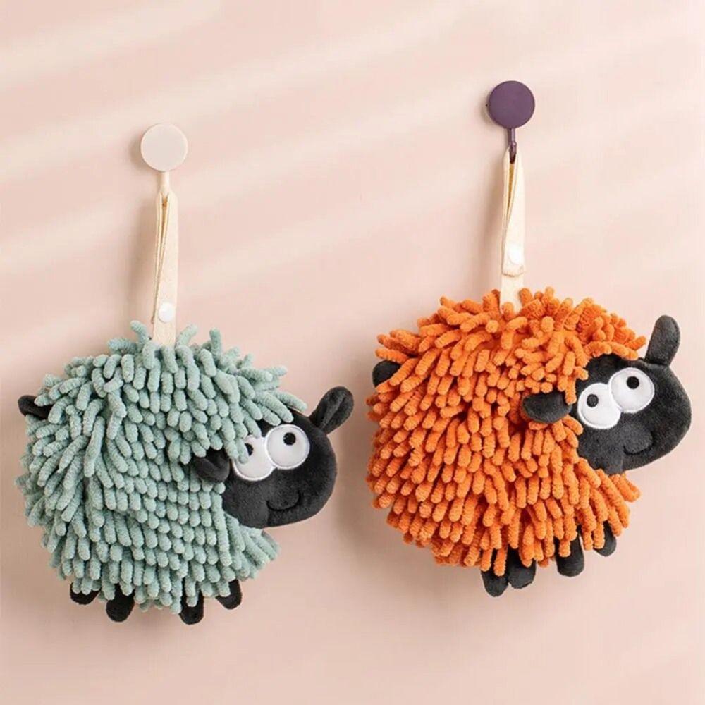 Шенилловое полотенце для рук Мягкое кухонное полотенце Товары для дома Мультяшная овечка Подвесное полотенце Ванная комната