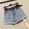 Classic and Minimalist Fashion Versatile Rolled Edge Casual Female Thin Summer High-waisted Thin A-line Wide-leg Denim Shorts Individuality Trendiness