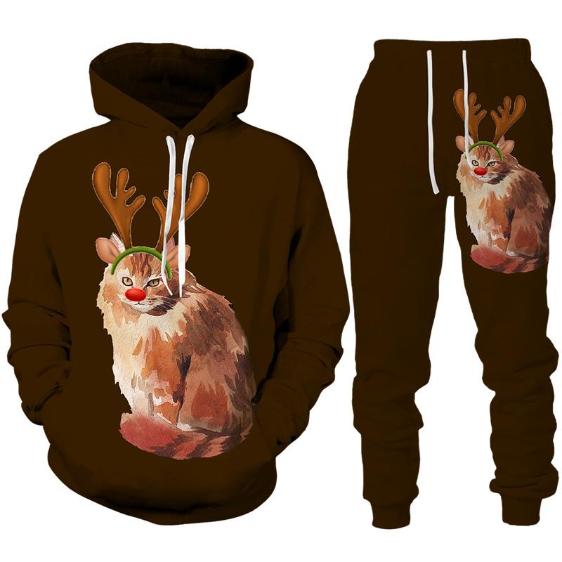 Funny Christmas Theme 3D Print Costume Men/Women Casual Hoodie Pants Outfits Set New Year Party Holiday Streetwear Clothing Suit