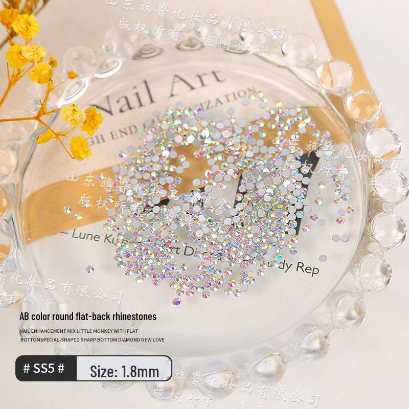 Маленькие круглые стразы AB белого цвета с радужным переливом – Кристальное стекло, плоское дно для суперблестящего декора