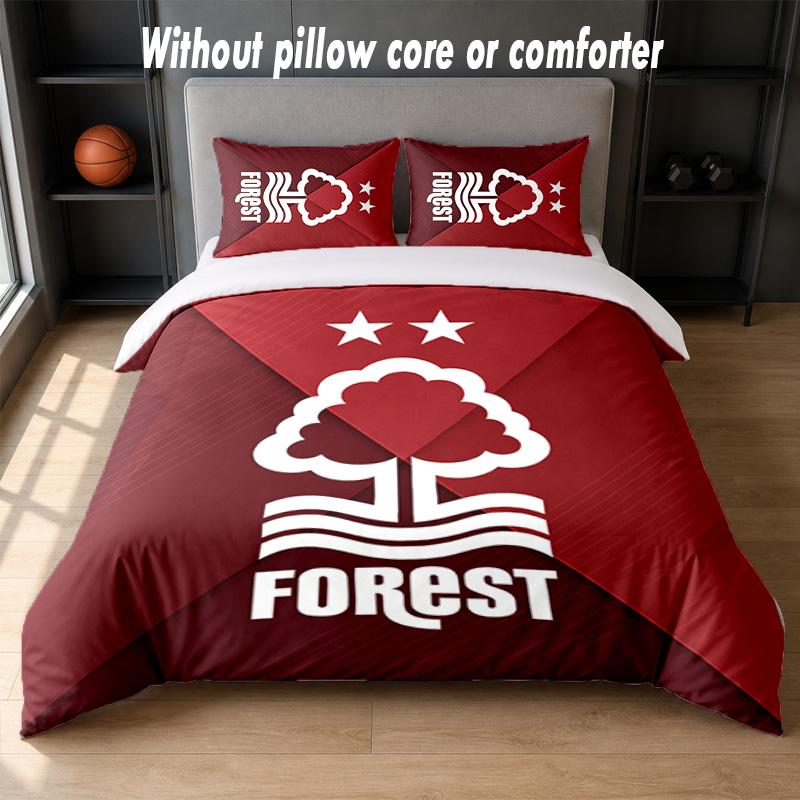 Nottingham Forest Design Bed Bedding Set 1 Duvet Cover + 2 Pillowcases Soft Breathable Household Bed Linens