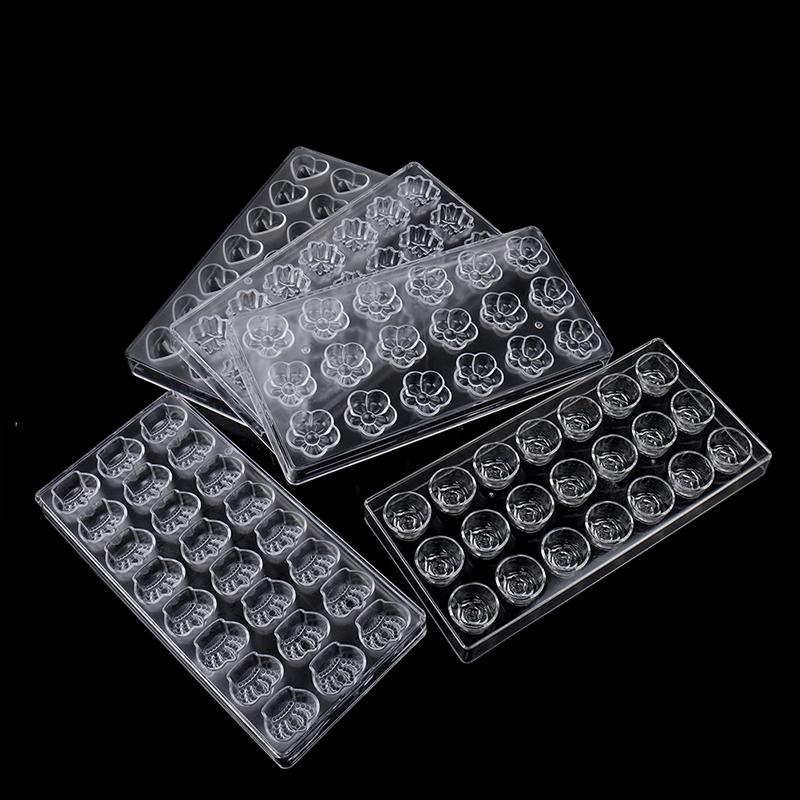 3D Chocolate Candy Bars Molds Tray Plastic Form Flowers Baking Pastry Tools