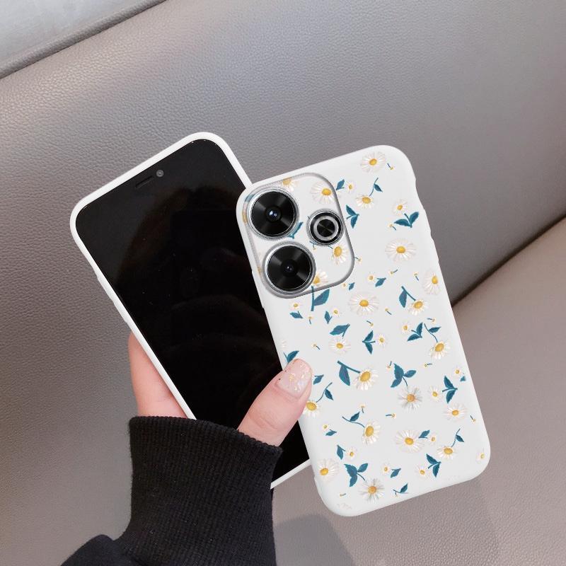 Милый цветочный мягкий силиконовый чехол для Samsung A55 A35 M35 S24 Xiaomi Redmi Note 13 Pro 14 Poco C65 iPhone Huawei Honor 90 Realme Camera противоударный чехол