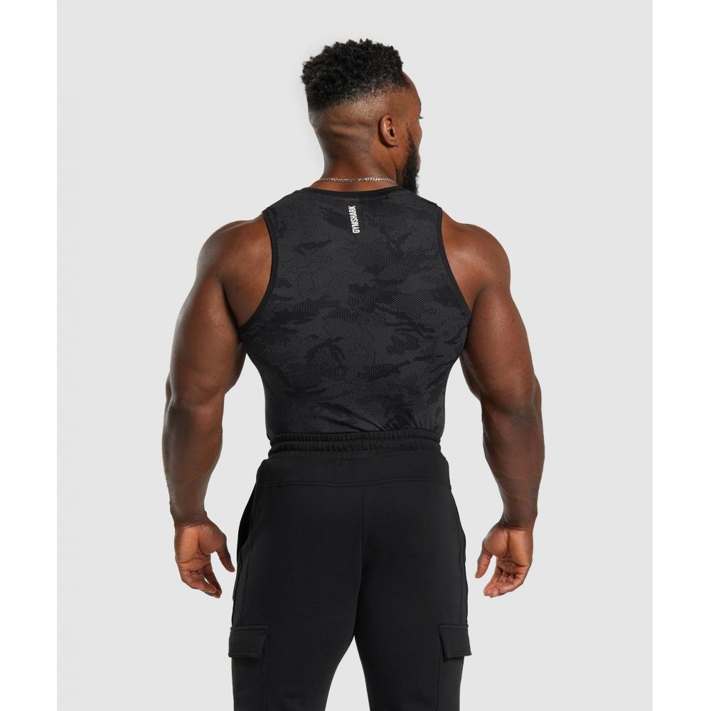 Gymshark Бесшовный танк Geo Black Charcoal Grey A6a3k Bbf9.