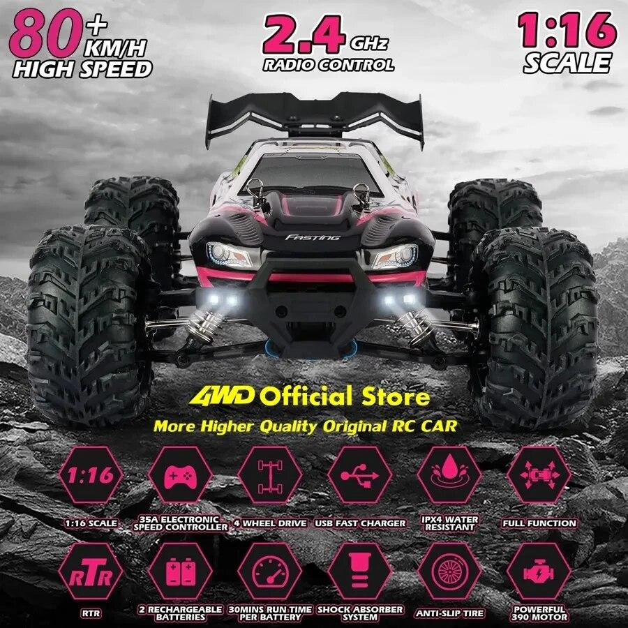Новый высокоскоростной гоночный внедорожник 4WD RC Car 50 км/ч или 80 км/ч Супер бесщеточный высокоскоростной радио 4x4 Off Road Super Fast Drift Racing RC Truck Vehicle