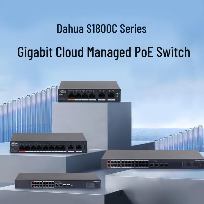 Dahua DH-S1800C-4ET2GT-60 Коммутатор PoE 2-го уровня с облачным управлением, китайская вилка (адаптер в комплекте)