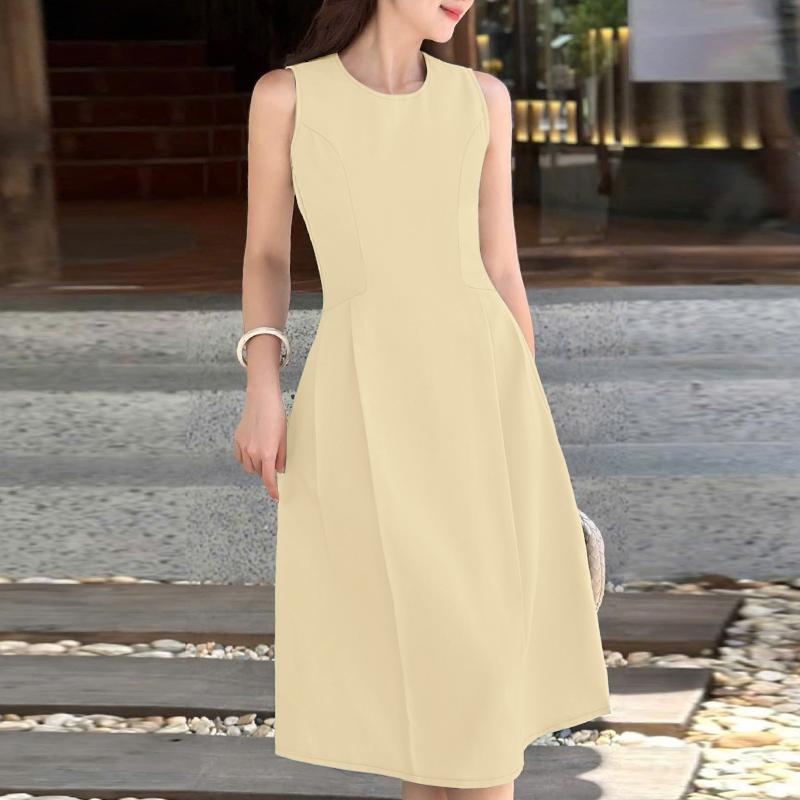 ZANZEA Женское повседневное летнее платье без рукавов с круглым вырезом