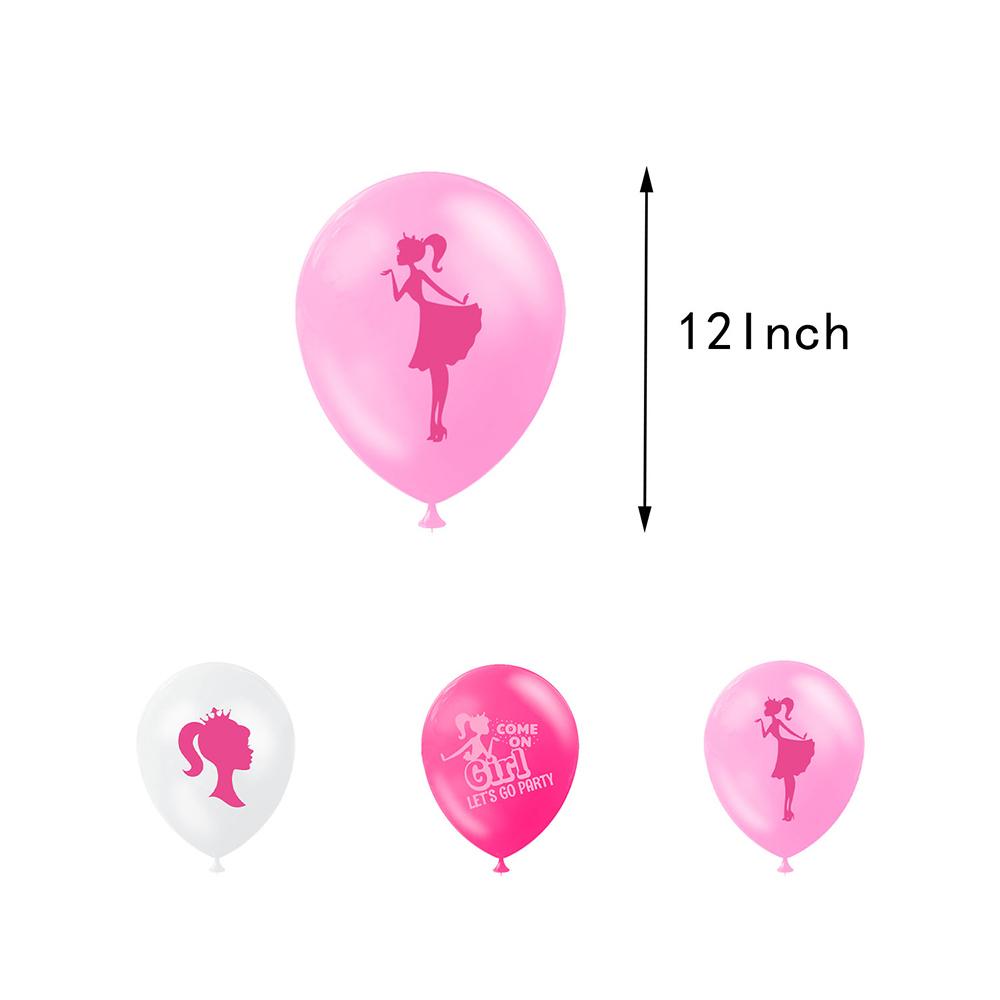 32pcs Pink Girl Party Decorations Include Banner Cake Toppers Latex Balloons