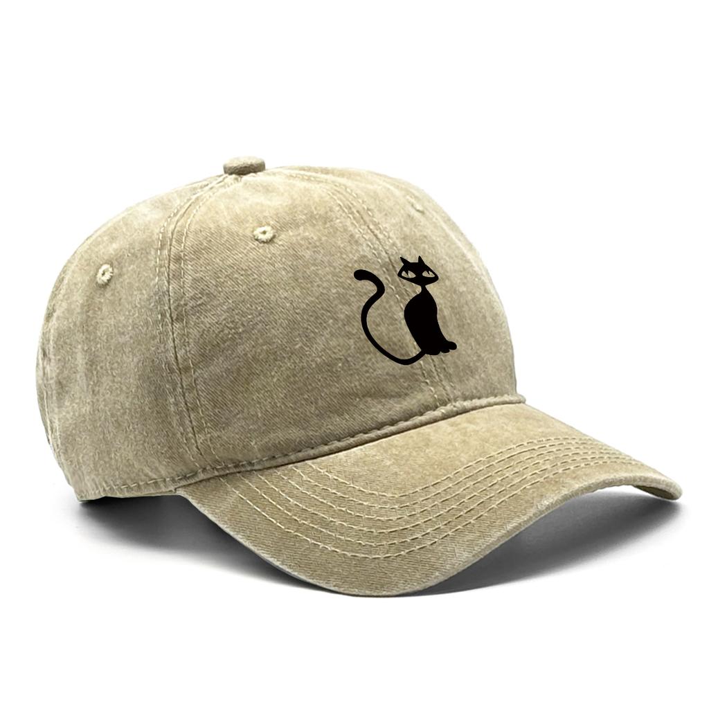 Casual Snapback Caps Cute Black Cat Hat For Man Adjustable Buckle Distressed Adjustable Sun Hat Perfect For Camping