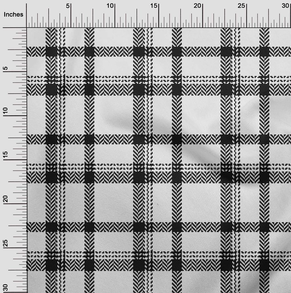 oneOone Georgette Viscose Black Fabric Tartan Sewing Fabric By The Yard Printed Diy Clothing Sewing Supplies 42 Inch