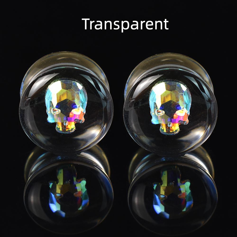 2 шт., датчики туннелей для ушей в виде черепа, двойная расклешенная вилка, акриловые носилки для ушей, расширитель, украшения для тела