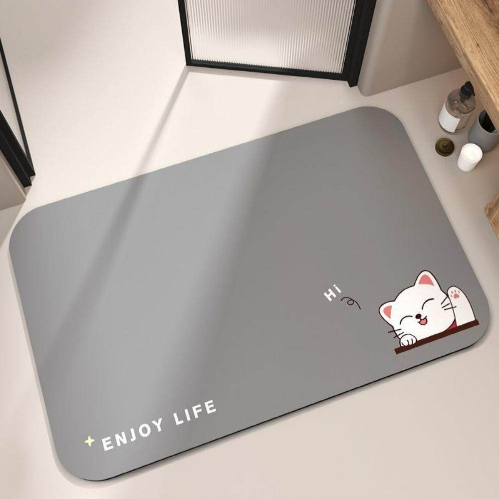 Cute Animal Design Doormat Diatom Mud Pad for Home Decor Water-filtering Mat Pad for Entrances of Toilets Bathrooms Kitchens