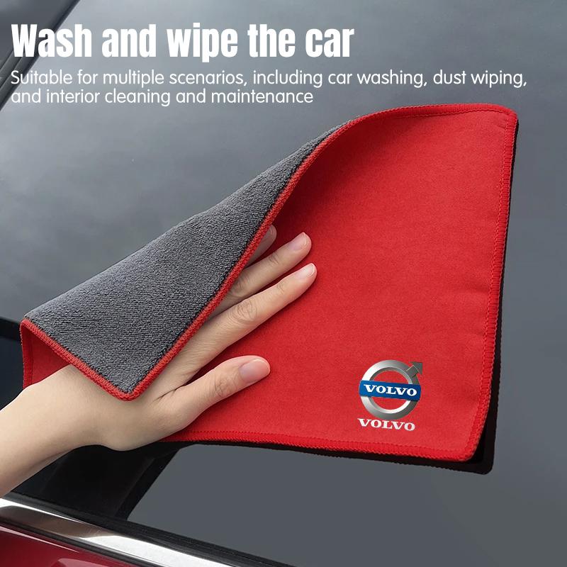 Car Interior Cleaning Soft Brush With Car Wash Towel Microfiber Cleaning Rag Cloth For Volvo XC90 XC60 C30 T6 S60 C70 XC40 V40 SA2