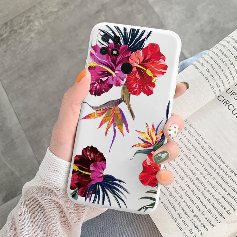 For Redmi 10C 10 C 10A Cover Funda Vintage Flowers Leaves Protective Cover Soft Capa For Xiaomi Redmi 10C 13C 14C Bumper Case