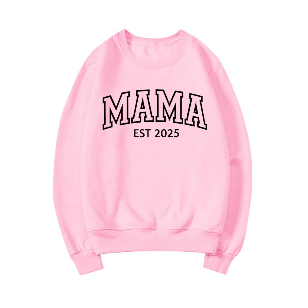 Персонализированная толстовка Mama Est Custom Mama Est 2025 Толстовка Подарок на День матери Женская толстовка с круглым вырезом Подарок для новой мамы Свитер