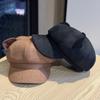 New autumn and winter flocked fabric cat ear octagonal hat for women, sweet and unique, makes the face look smaller, versatile duckbill artist hat