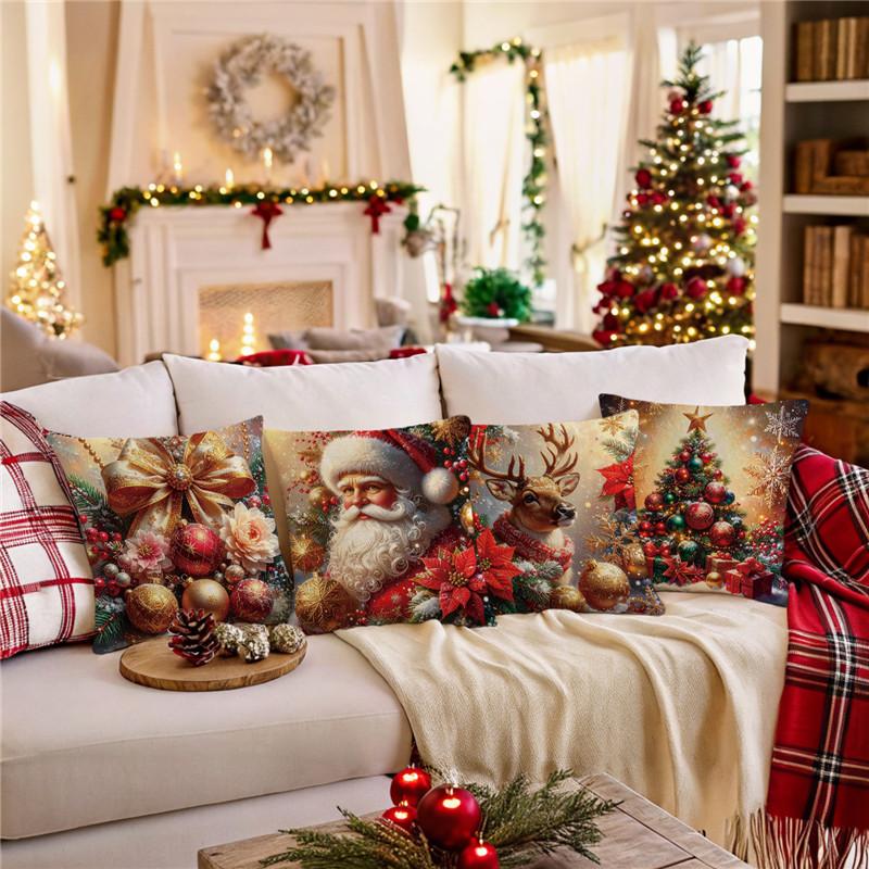 High-end Christmas Throw Pillowcase Core-free Polyester Bedside Cushion Printed Sofa Cushion