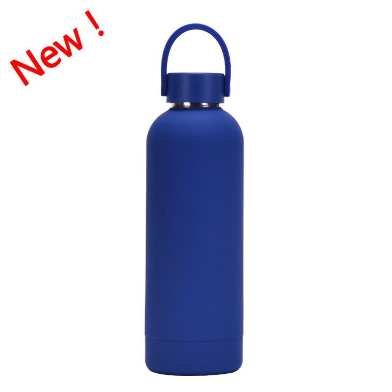Double-Layer Stainless Steel Vacuum Insulated Travel Mug With Carrying Handle - 500ml Portable Outdoor Water Bottle