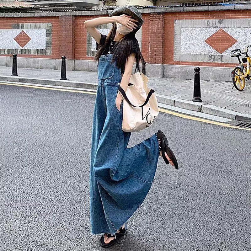 Women's Autumn 2025 Denim Dress: Age-Reducing, Slimming, Loose Fit, Long Blue Overalls
