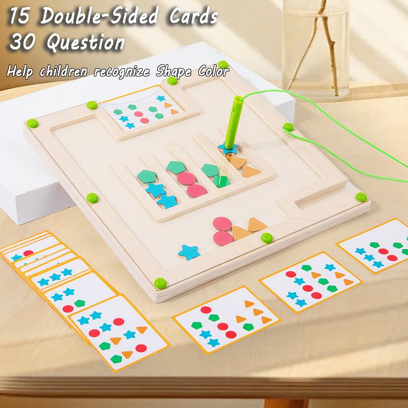 Детская магнитная доска-лабиринт для сопоставления форм Монтессори Геометрия Распознавание цветов Сортировка Сенсорная игрушка Развитие мелкой моторики Обучающая игра