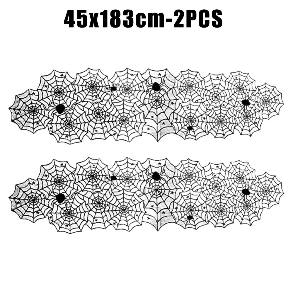Хэллоуин Черная кружевная скатерть Паутина Чехол LuoluoHouse Элегантный Ужас Маскарадная вечеринка Страшная Ночь кино Декор стола