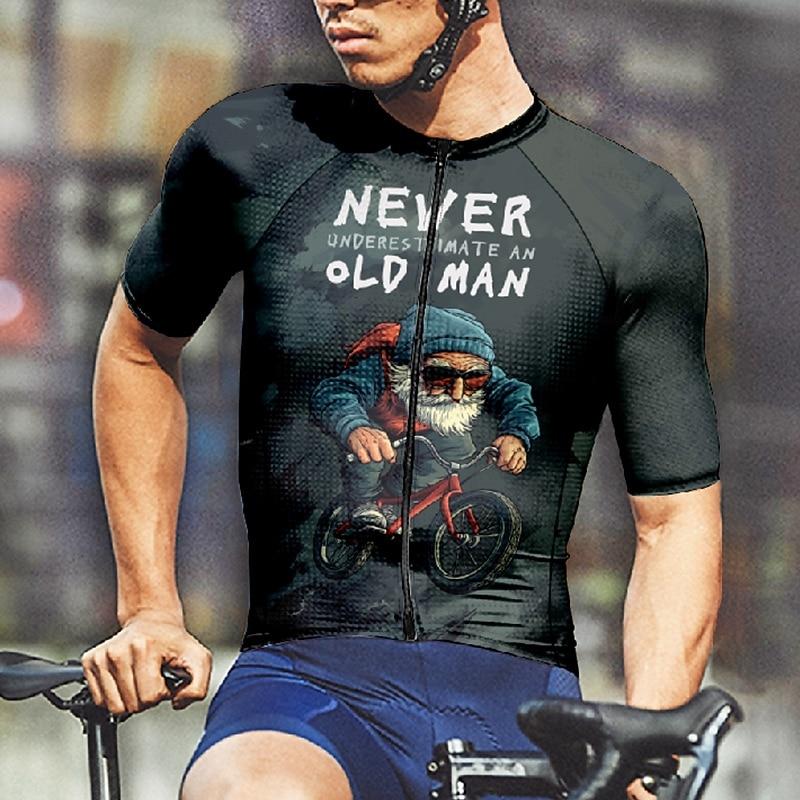 Мужская велосипедная майка Дизайн Никогда не недооценивай старого гонщика Короткий рукав Велосипедная футболка Горный велосипед MTB Влагоотводящая Дышащая Спортивная одежда